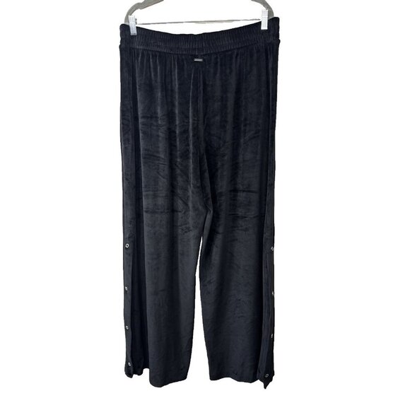 Victorias Secret Velour Track Pants XL Black Glam Rhinestone Y2K Wide Leg Lounge - Picture 2 of 11